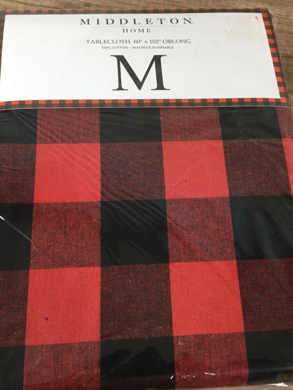 Red & Black Buffalo Plaid Tablecloth Oblong 60" X 102" Middleton Home Cotton Mac